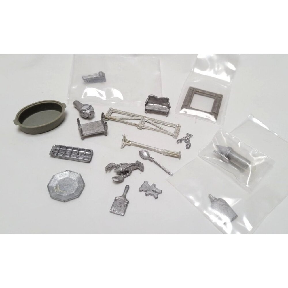 Lot of 17 Vintage Silver Metal and Plastic Miniature Dollhouse Accessories